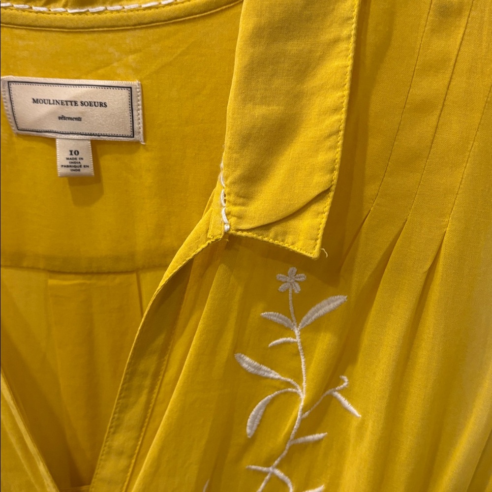Moulinette Soeurs Vibrant Yellow Dress with matching slip - Picture 5 of 8
